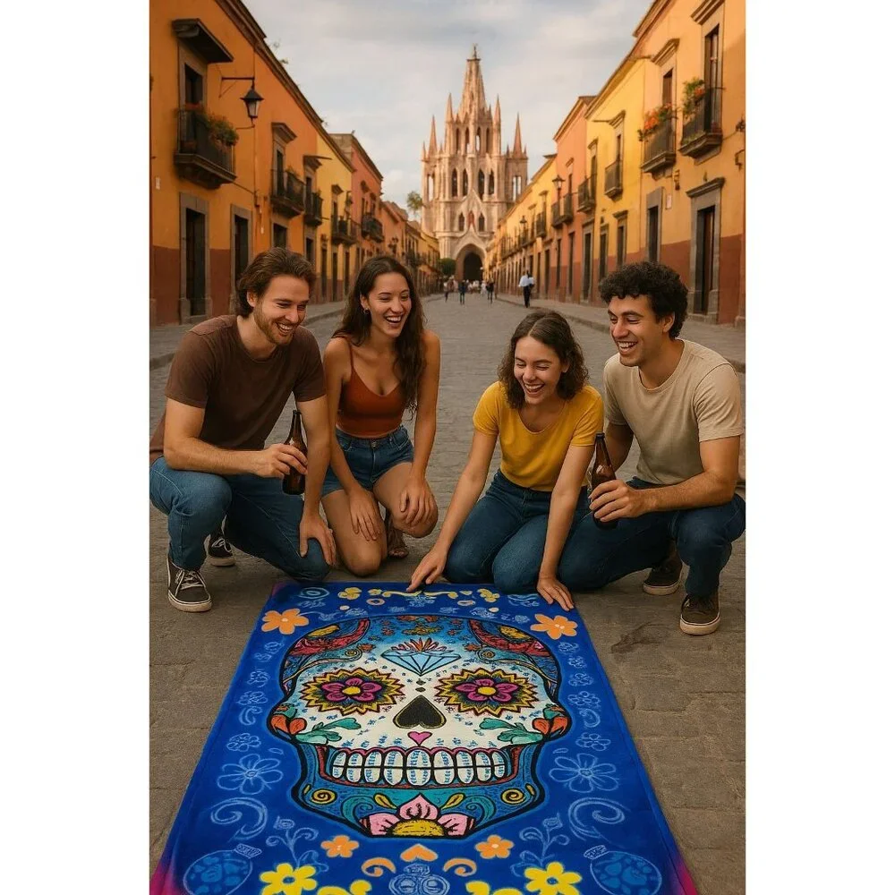 Sugar Skull Beach Towel 30 x 60 Day of the Dead Novelty Beach Bath Pool Home